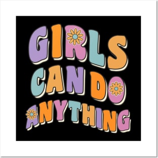 Girls Can Do Anything Girl Women Feminism 70s Vintage Style Posters and Art